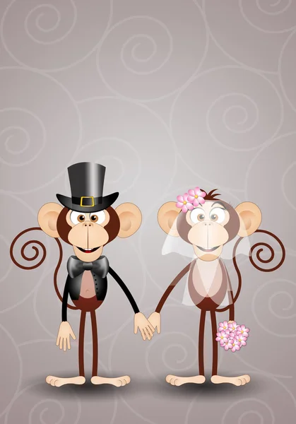 A couple of monkeys just married — Stock Photo, Image