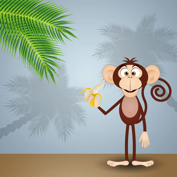 Monkey with banana — Stock Photo, Image