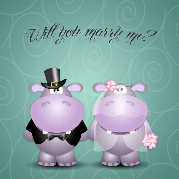 Hippo stelt voor huwelijk — Stockfoto