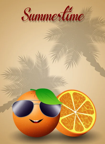 Смішний апельсин з сонцезахисними окулярами — стокове фото