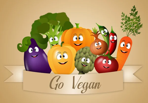Comida vegana con verduras divertidas — Foto de Stock