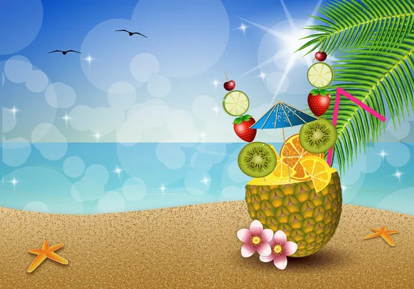 Ananas na pláži — Stock fotografie
