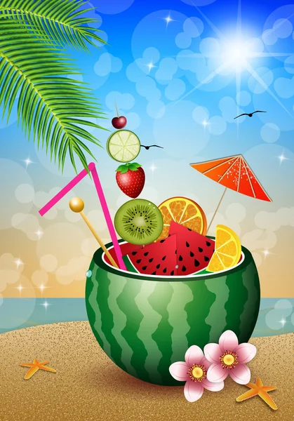 Watermelon on the beach — Stock Photo, Image
