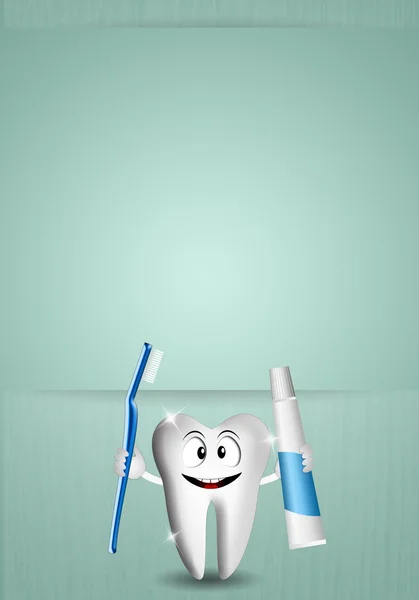 Funny tooth for dental care — Stock Photo, Image