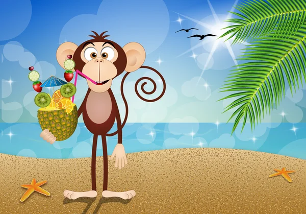 Monkey with pineapple — Stock Photo, Image