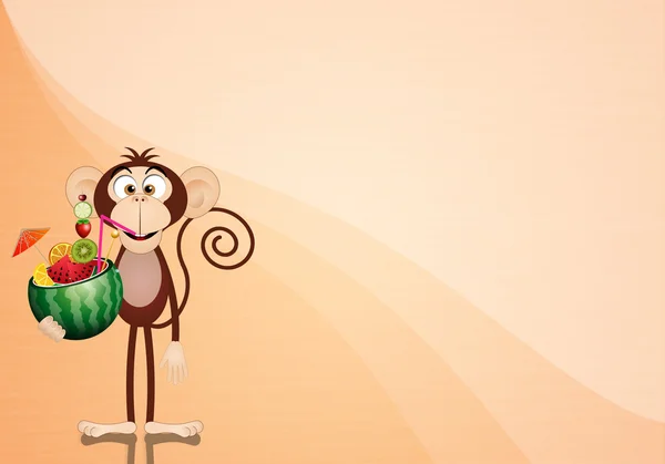 Śmieszne małpa z arbuza — Zdjęcie stockowe