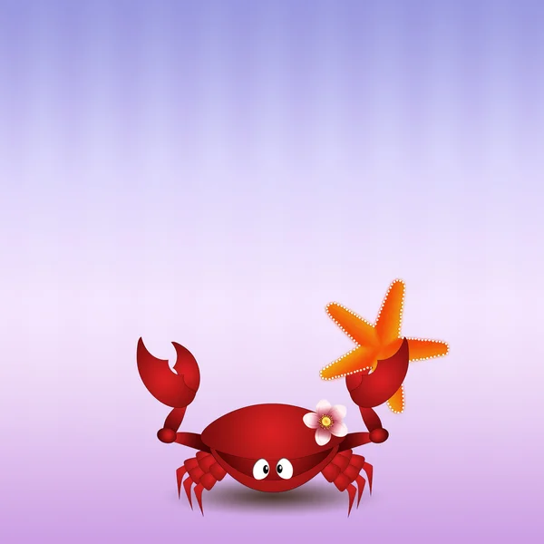 Funny crab with starfish — Stock Photo, Image