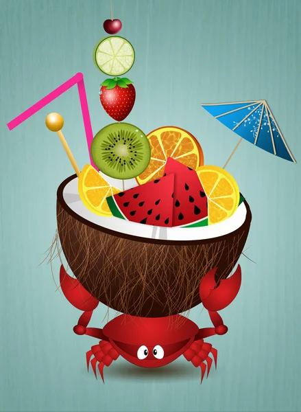 Funny crab with coconut — Stock Photo, Image