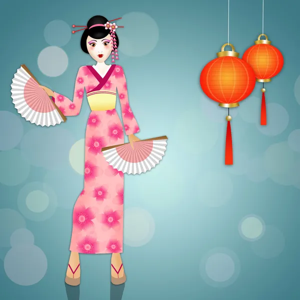 Geyşa kimono ile — Stok fotoğraf