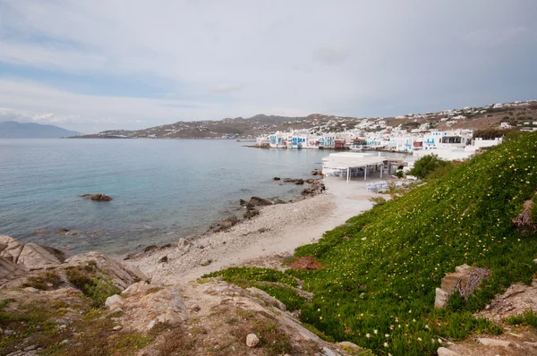 Weergave van mykonos stad — Stockfoto