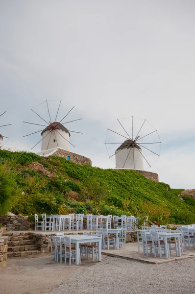 Windmills in Mykonos city — Stock Photo, Image