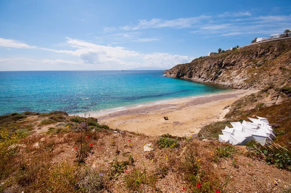 Widok Kalo Livadi Mykonos — Zdjęcie stockowe