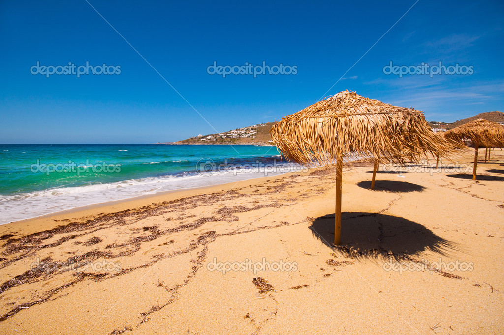 Platis Gialos Beach In Mykonos Stock Photo Sognolucido