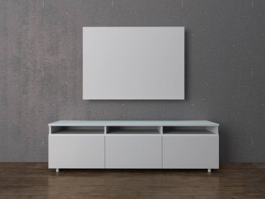 3d render of interior in living room perspective and blank pop-up