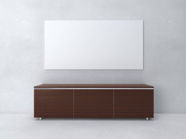 3d render of interior in living room perspective and blank pop-up