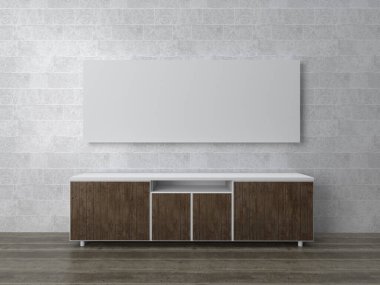 3d render of interior in living room perspective and blank pop-up