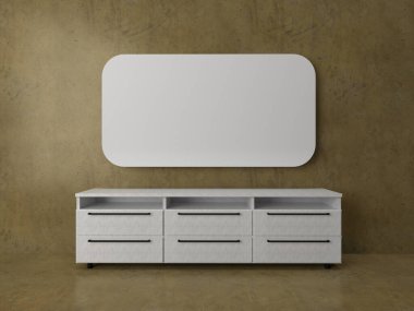 3d render of interior in living room perspective and blank pop-up