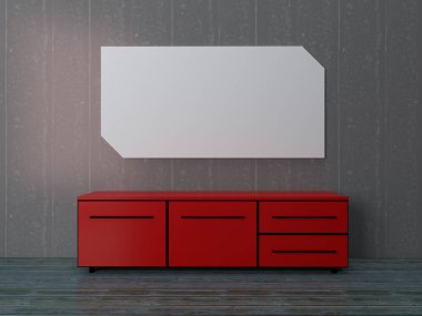 3d render of interior in living room perspective and blank pop-up