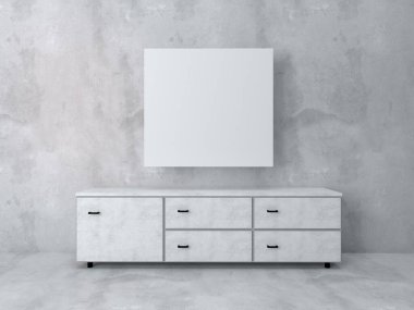 3d render of interior in living room perspective and blank pop-up