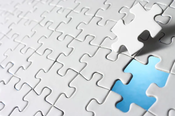 Last piece of jigsaw puzzle. — Stock Photo, Image