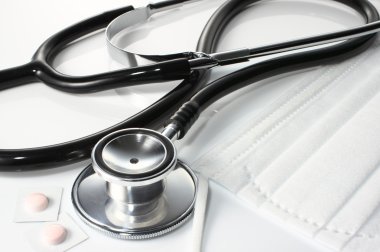 steteskop, tıp ve maske.