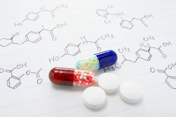 Fórmula de medicamentos y estructura . —  Fotos de Stock