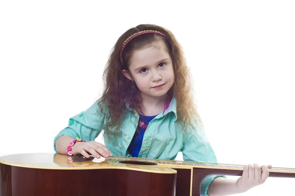 Young girl and guitar — Stock Photo, Image