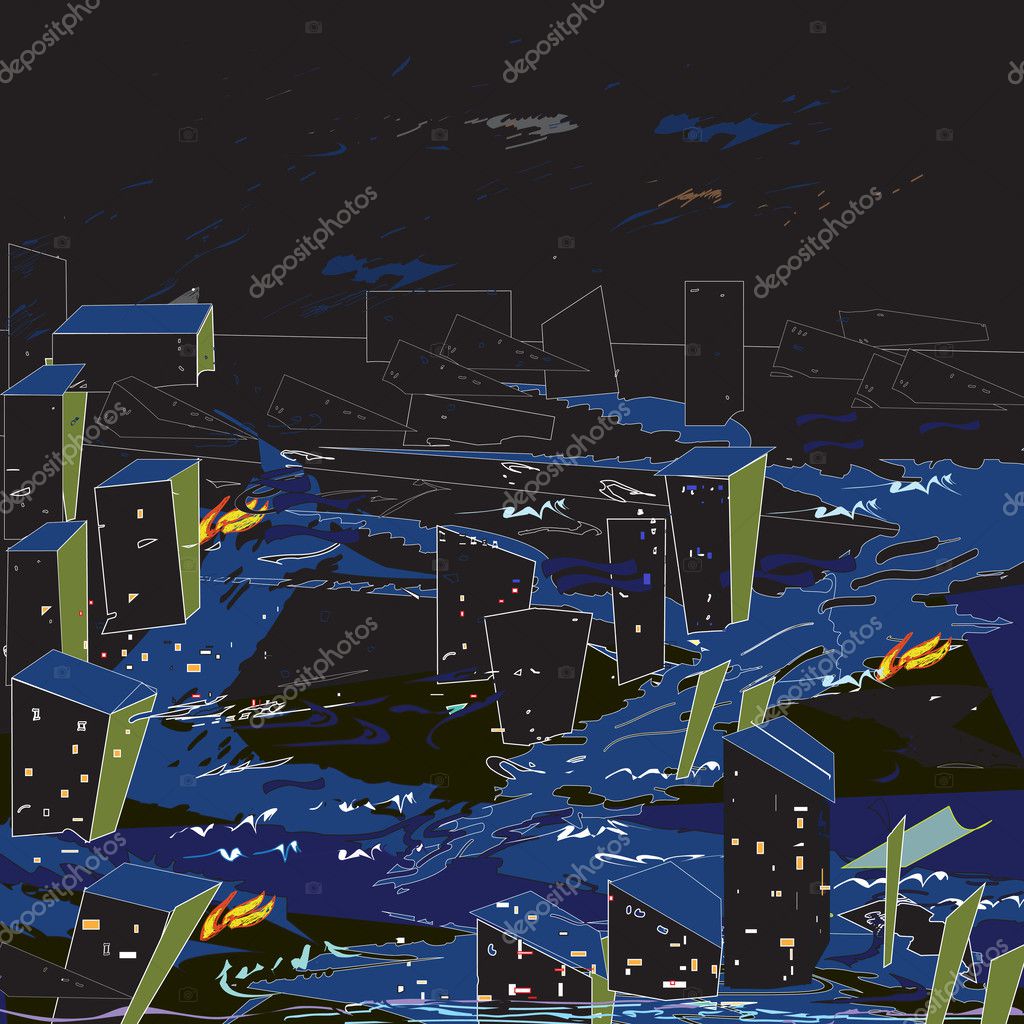 En Cas De Catastrophe Dans La Ville Image Vectorielle