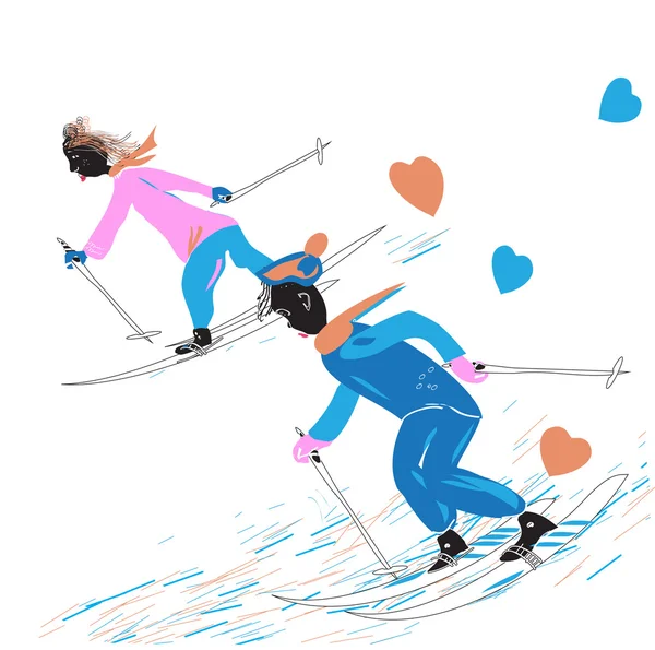 couple skiing