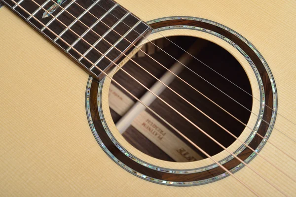 Sound hole of acoustic guitar — Stock Photo, Image