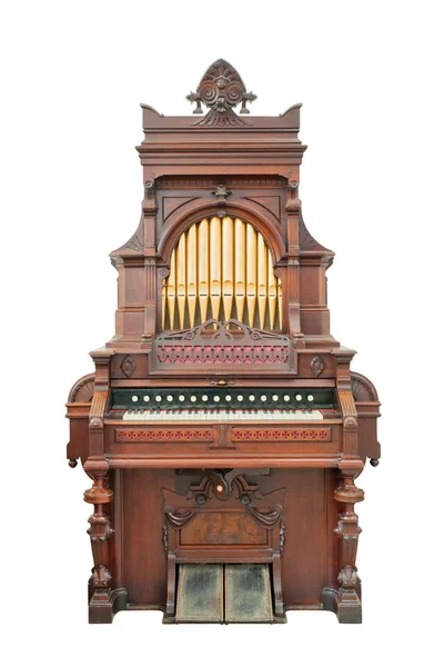 Vintage orgel geïsoleerd met uitknippad. — Stockfoto