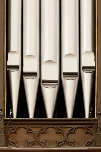 Antique silver organ pipes — Stock Photo, Image