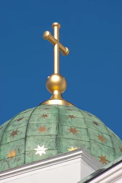 Religious cross on a dome — Stock Photo, Image