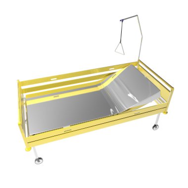 beyaz zemin üzerinde tıbbi yatak