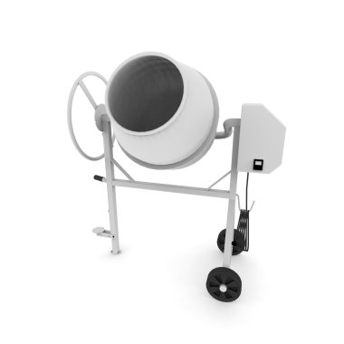 Beyaz arka plan üzerinde izole 3D beton mikser