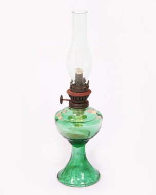 Beyaz arkaplanda izole edilmiş eski gaz lambası