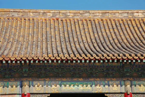 The roof of Temples of the Forbidden City in Beijing China. — Stock Photo, Image