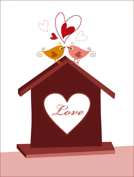 Casa per uccelli d'amore — Vettoriale Stock