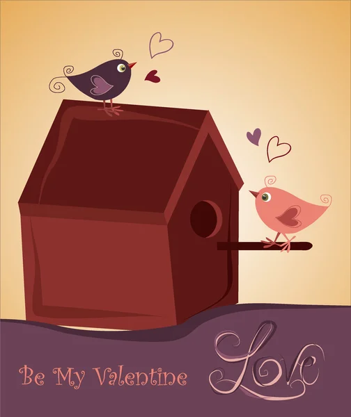 Hogar para los pájaros del amor — Vector de stock