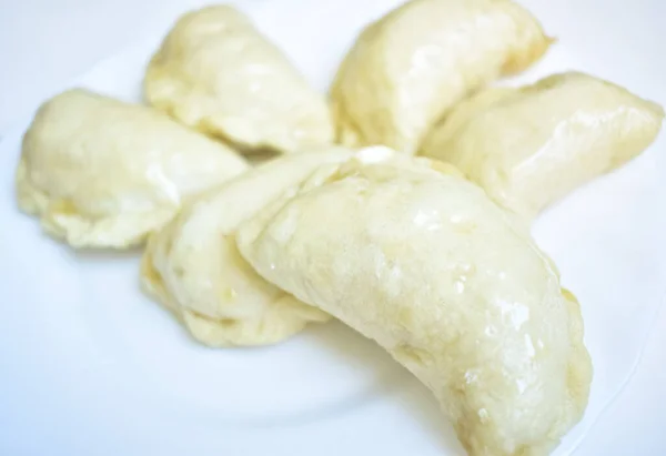 Real Ukrainian Steamed Dumplings — Stock Photo, Image