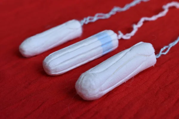 Woman Tampons Means Intimate Hygiene — Stock fotografie