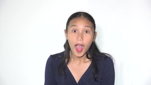 A Surprised Amazed Teen Asian Female — Stock Video