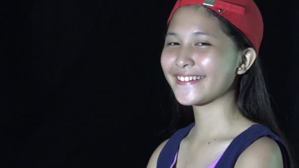 Smiling Sporty Teen Asian Filipina Girl — Stok video
