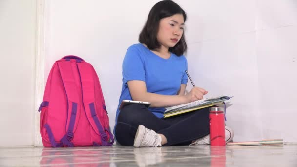 Teen Asian Student Studying School — 图库视频影像