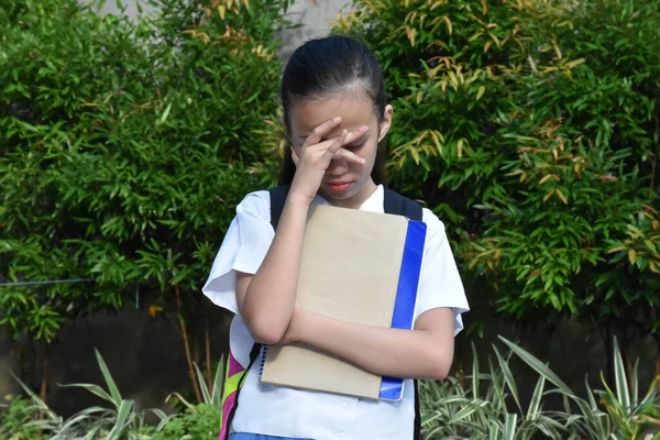 Uma Estudante Estressante Adolescente Escola Menina — Fotografia de Stock