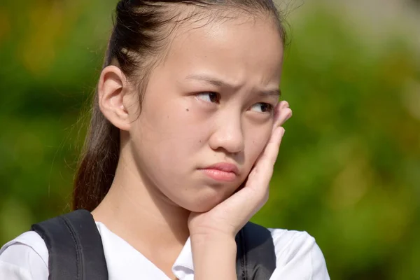 Egy Iskolás Lány Depresszió — Stock Fotó