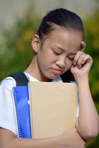 Deprimido Hermosa Persona Diversa Con Cuadernos — Foto de Stock