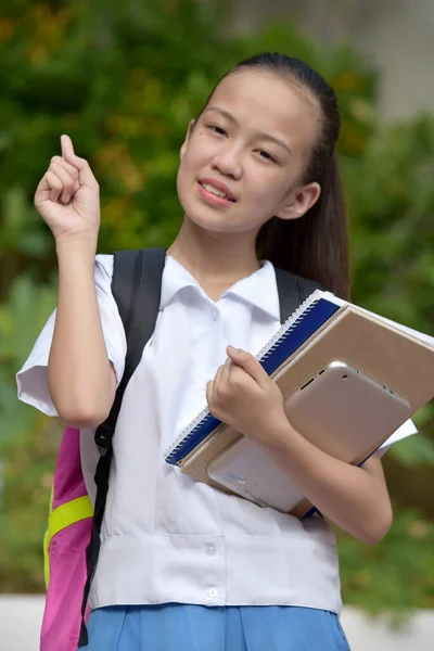 Creative Youthful Female Student Wearing School Uniform — Stock Photo, Image