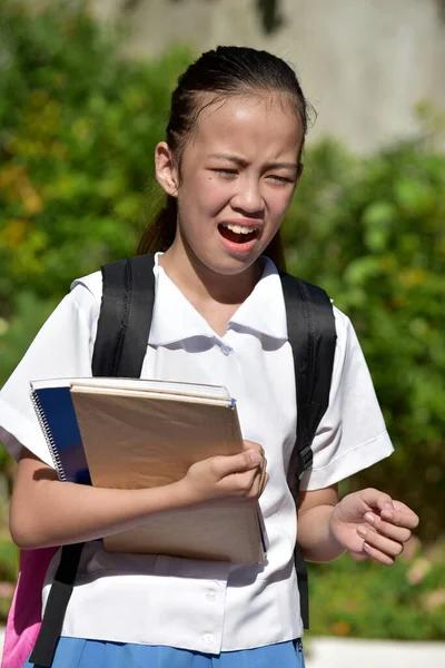 Una Chica Estudiante Ira — Foto de Stock