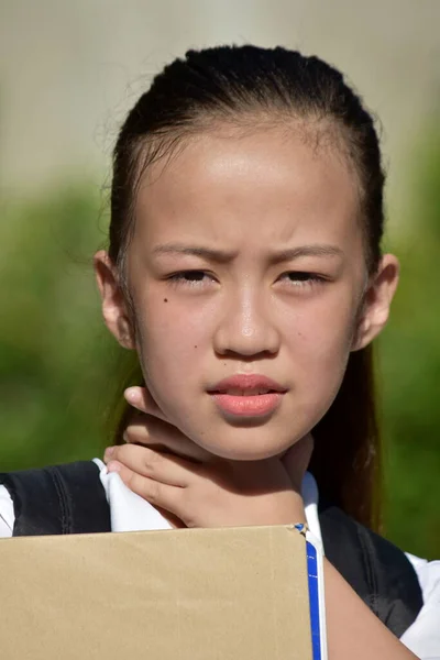 Girl Student Sore Throat — Stock Photo, Image